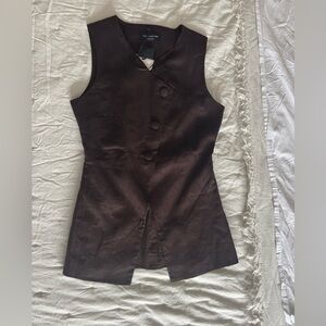 Sleeveless Button Front Top in Dark Brown - Theory